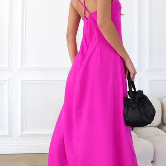 ADELYN RAE PINK NANCI STRAPPY ASYMMETRICAL CREPE DRESS - Picture 2 of 9